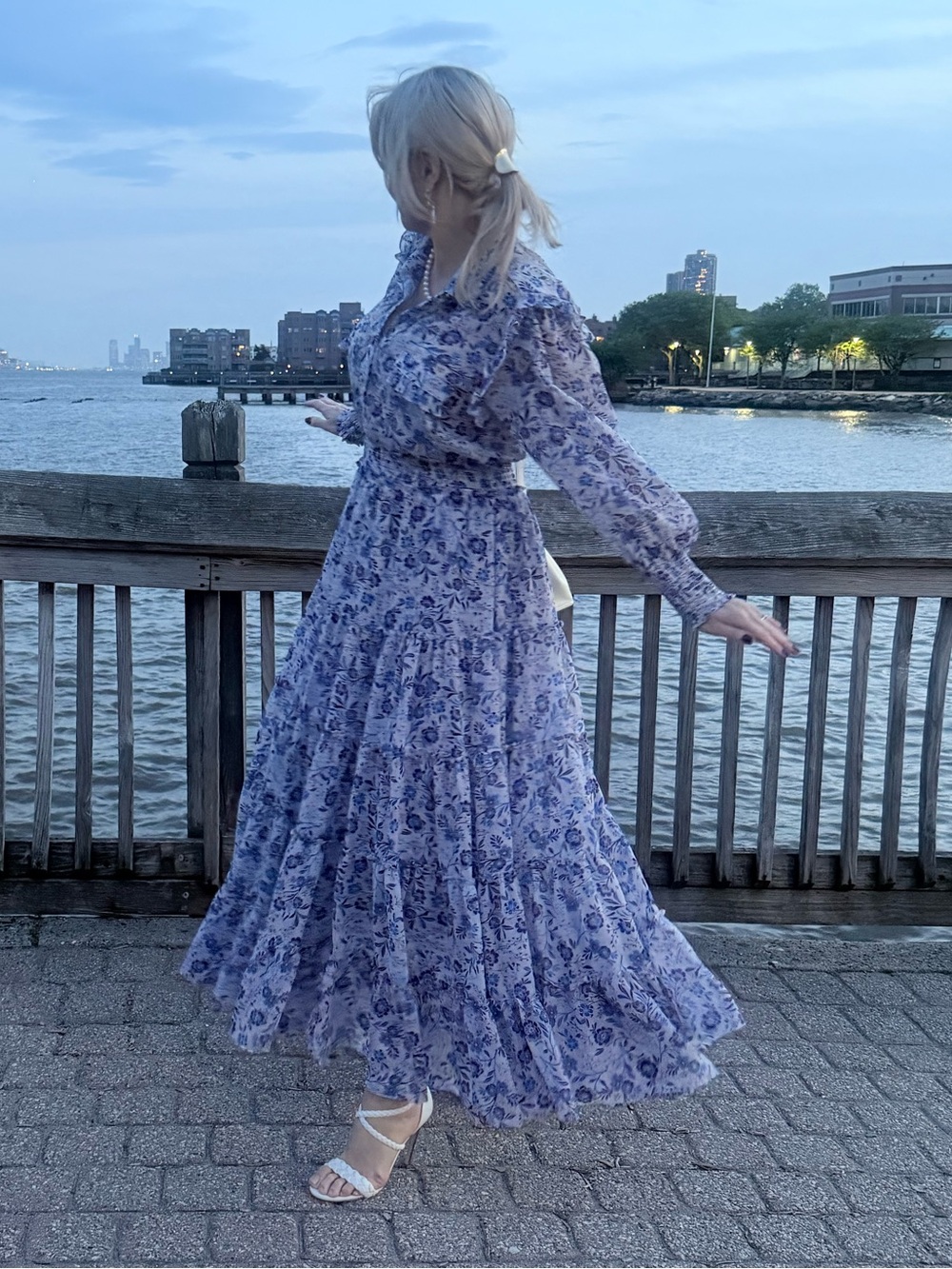 Misa Los Angeles Blue Floral Maxi Dress with Smocked Waist - Picture 9 of 11